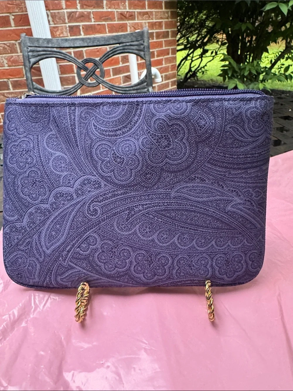 Etro perfume Navy Paisley Canvas  Pouch